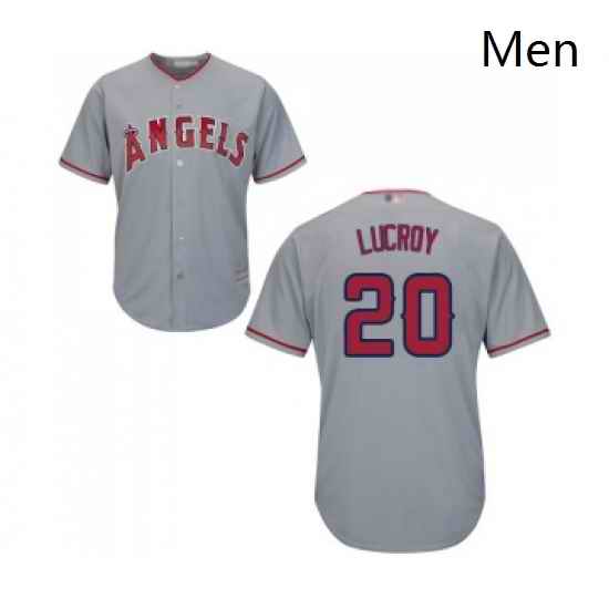 Mens Los Angeles Angels of Anaheim 20 Jonathan Lucroy Replica Grey Road Cool Base Baseball Jersey